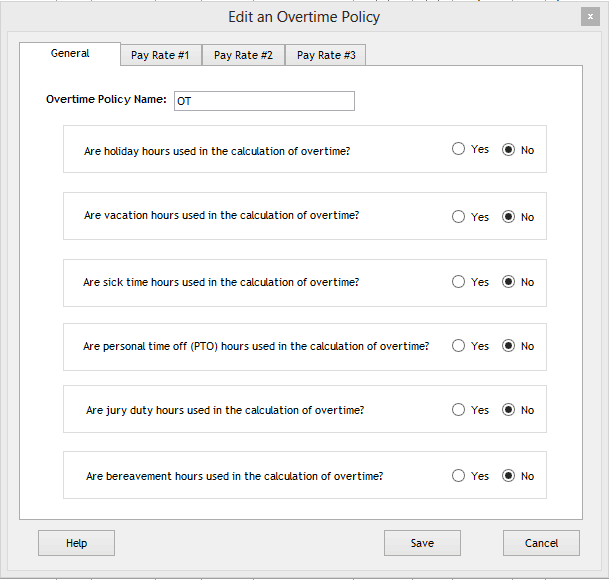 Add a New Overtime Policy screen 