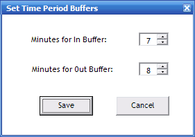Set Time Period Buffers screen