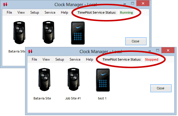 Clock Manager's Service status
