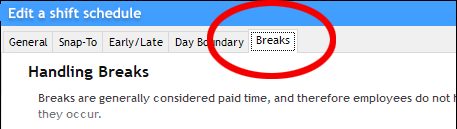 You can set up your employees' breaks in the 'Shift Schedule' section of the software.