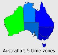 Australia has five time zones.