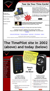 TimePilot's web site in 2002 (above) and 2011 (below).