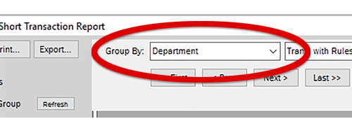 Change the entry in this box at the top of the Report to Department.
